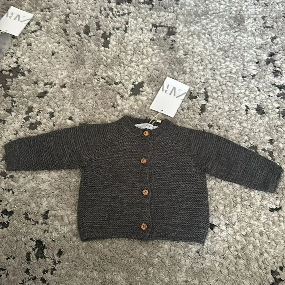ZARA Baby | Gray | SEED STITCH KNIT JACKET